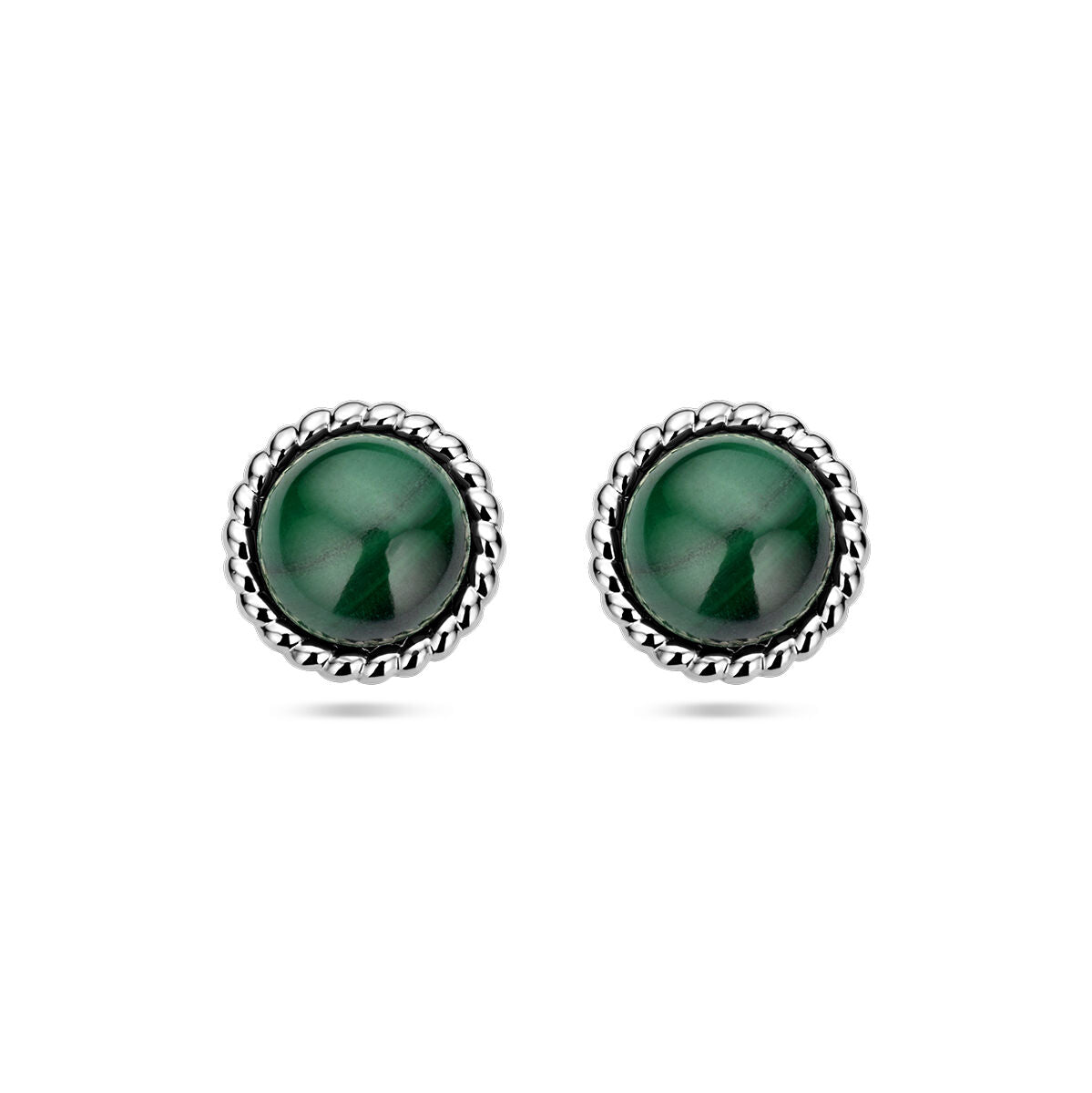 Zilveren oorknoppen malachiet