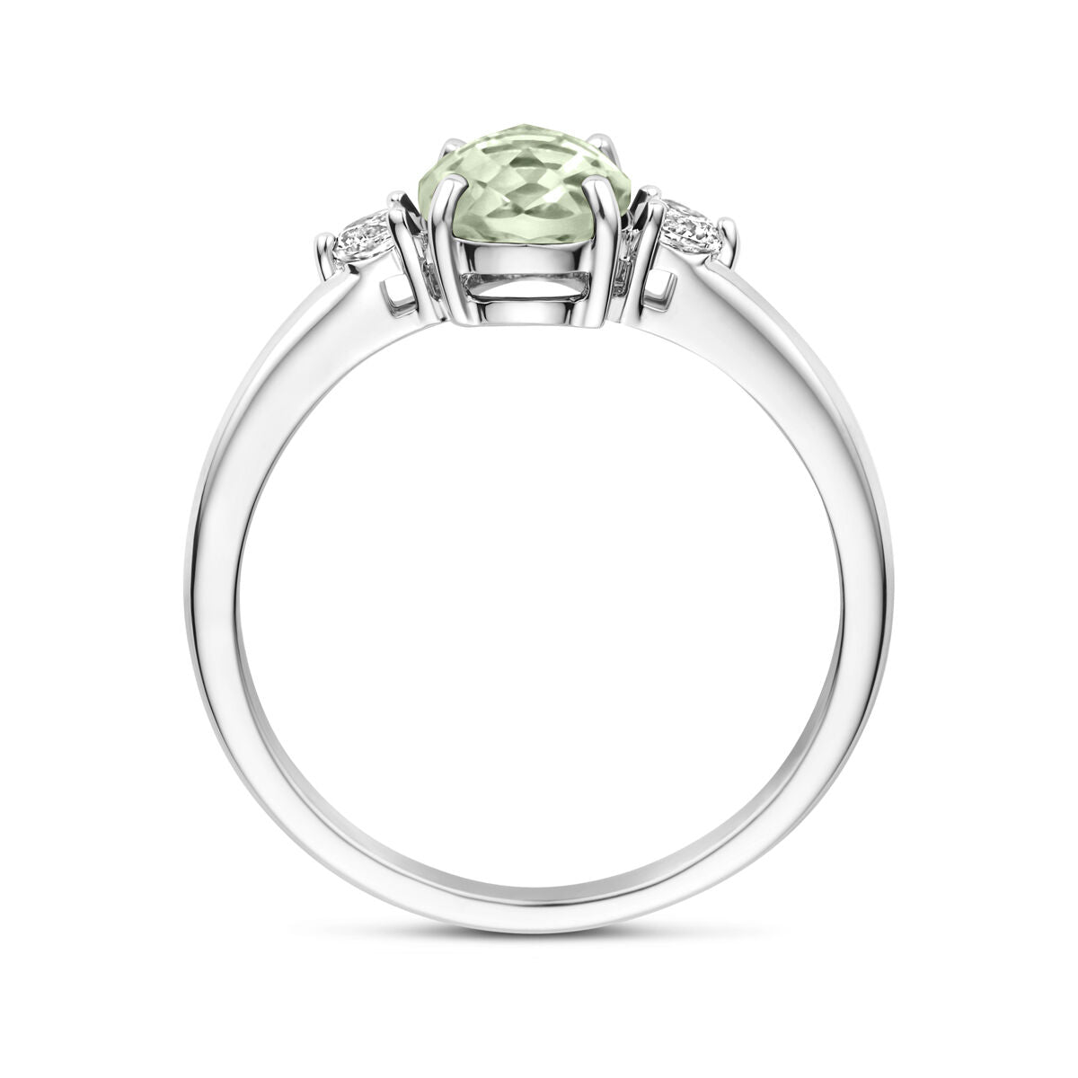 Zilveren ring groen amethist