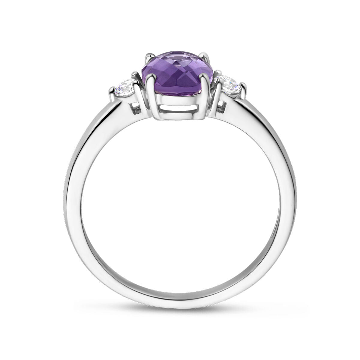 Zilveren ring amethist en zirkonia
